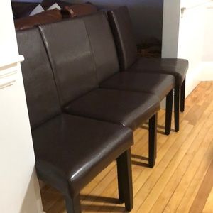 4 brand new, Brown pleather dining chairs.
